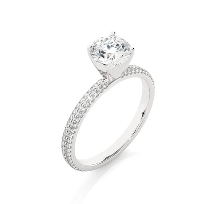 White Gold Pavé Solitaire Ring