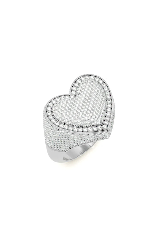 Heart-Shaped Pavé Diamond Ring