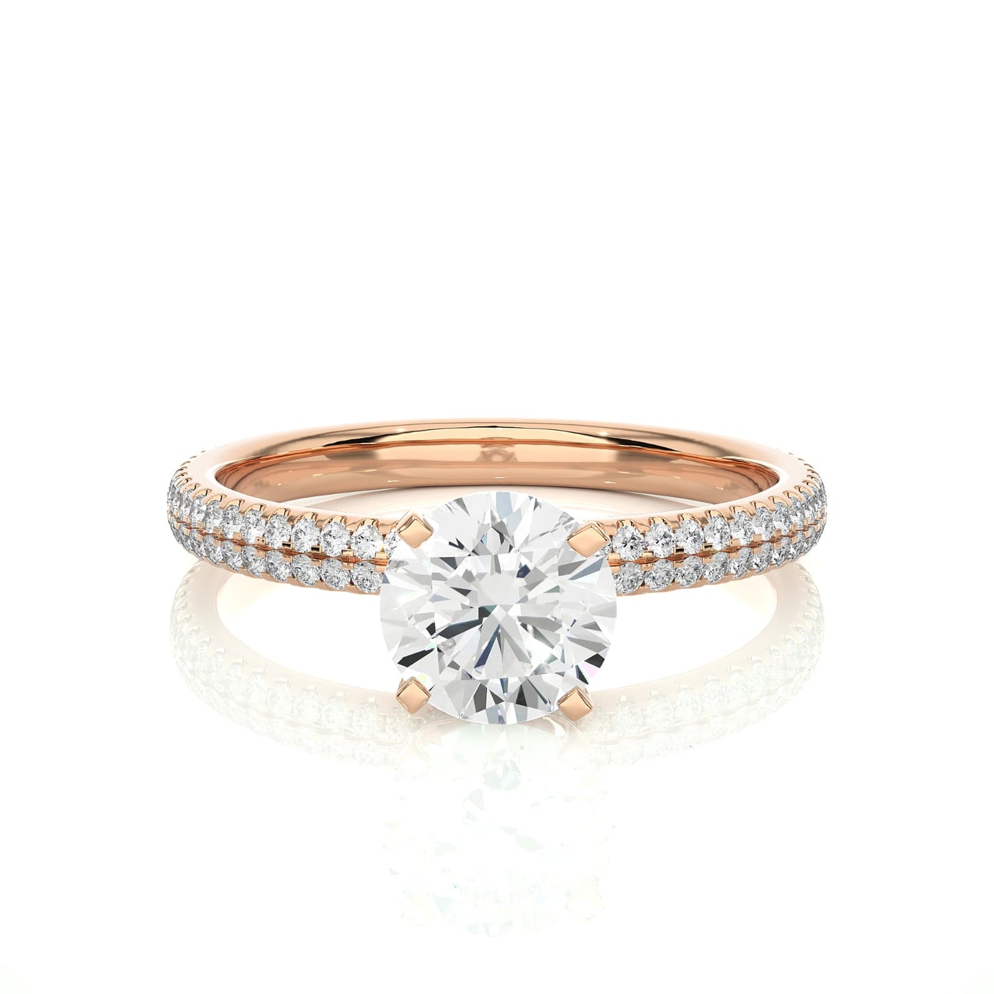 Rose Gold Pavé Solitaire Ring