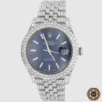 ICED OUT ROLEX
DATEJUST 41MM
STAINLESS STEEL BLUE
DIAL WATCH