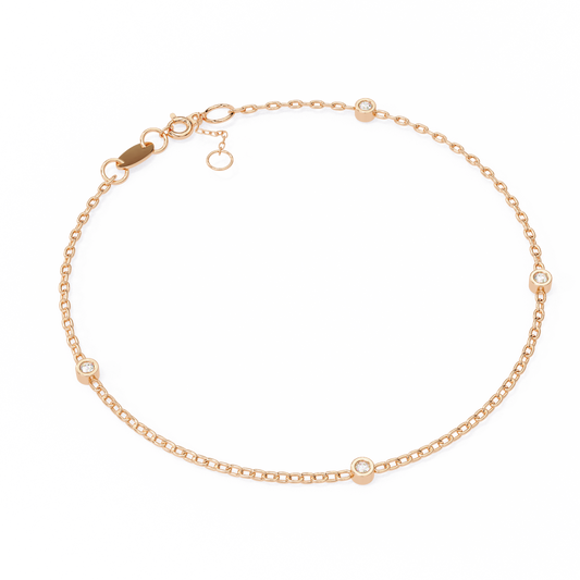 Gold Diamond Station Chain Bracelet