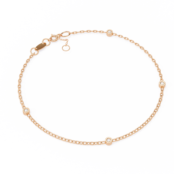 Gold Diamond Station Chain Bracelet