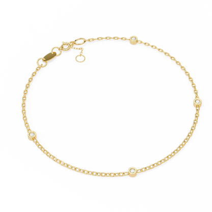 Gold Diamond Station Chain Bracelet