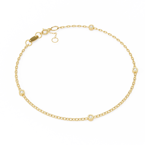 Gold Diamond Station Chain Bracelet