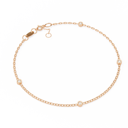Gold Diamond Station Chain Bracelet