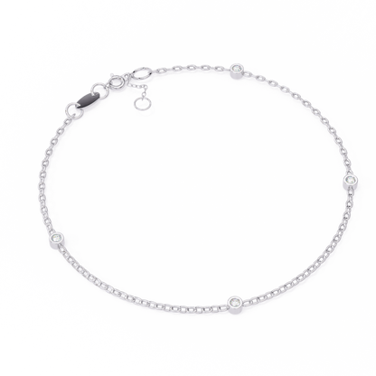 Gold Diamond Station Chain Bracelet