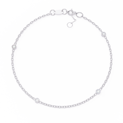 Gold Diamond Station Chain Bracelet