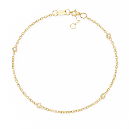 Gold Diamond Station Chain Bracelet