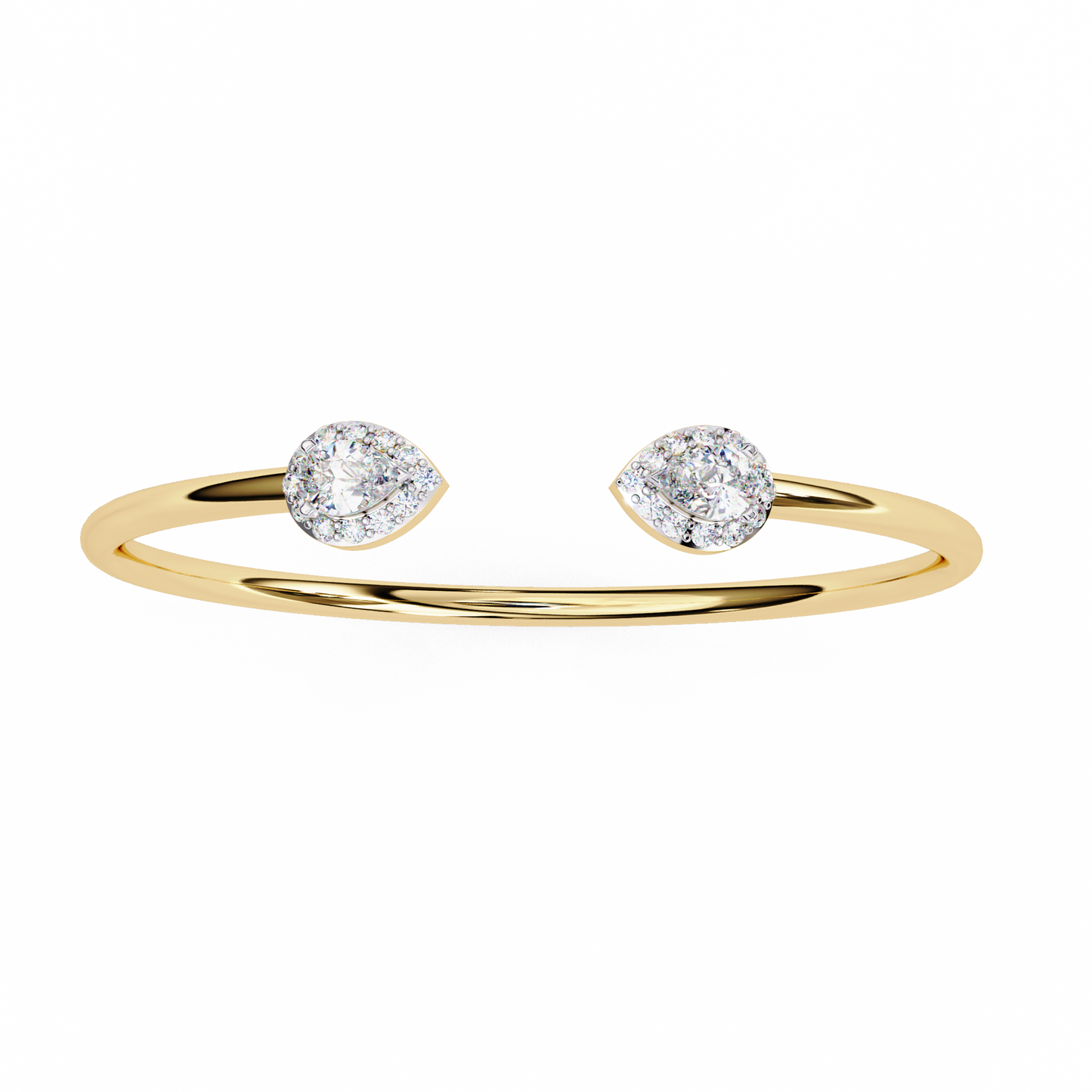 Open Diamond Bangle with Pear and Round Accents