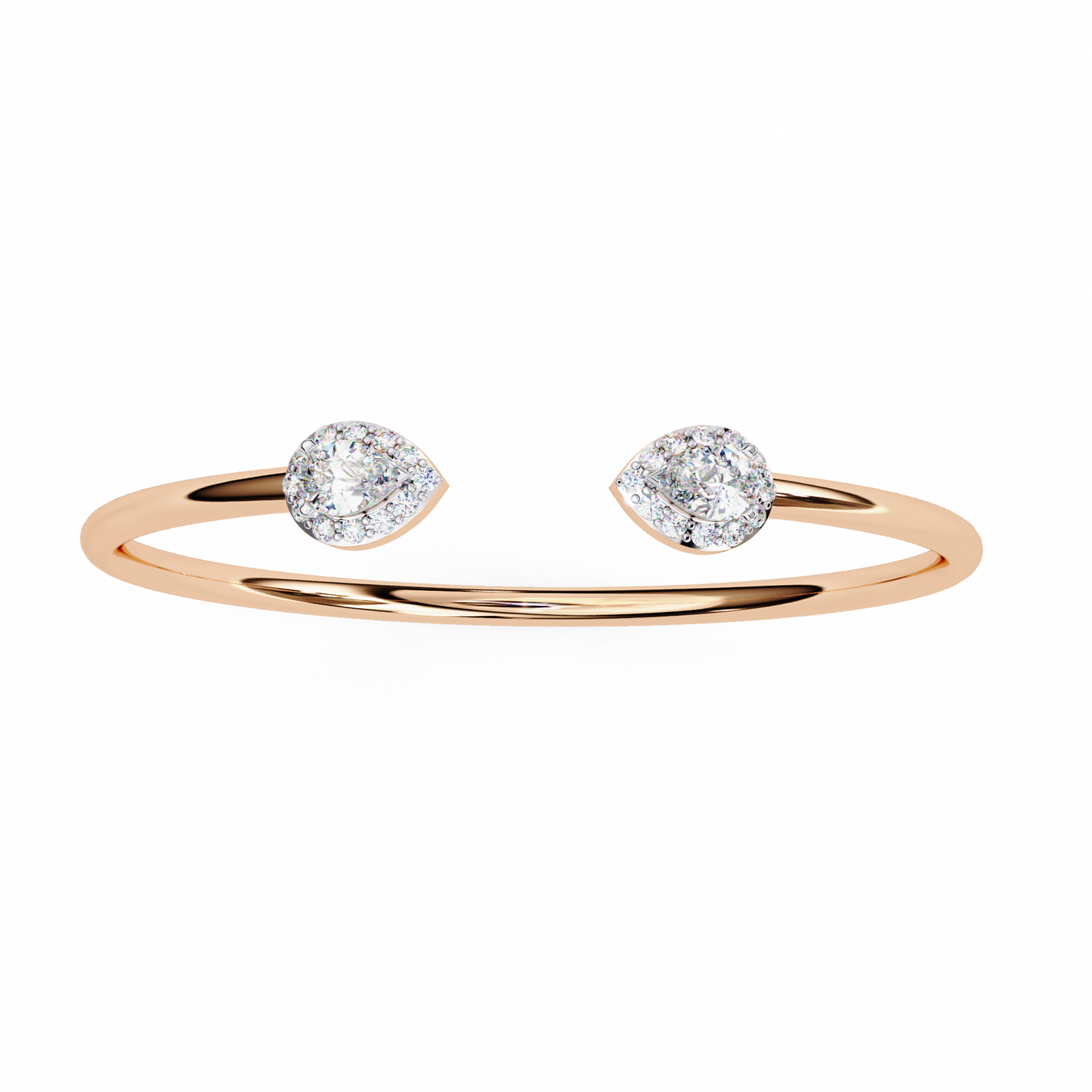 Open Diamond Bangle with Pear and Round Accents