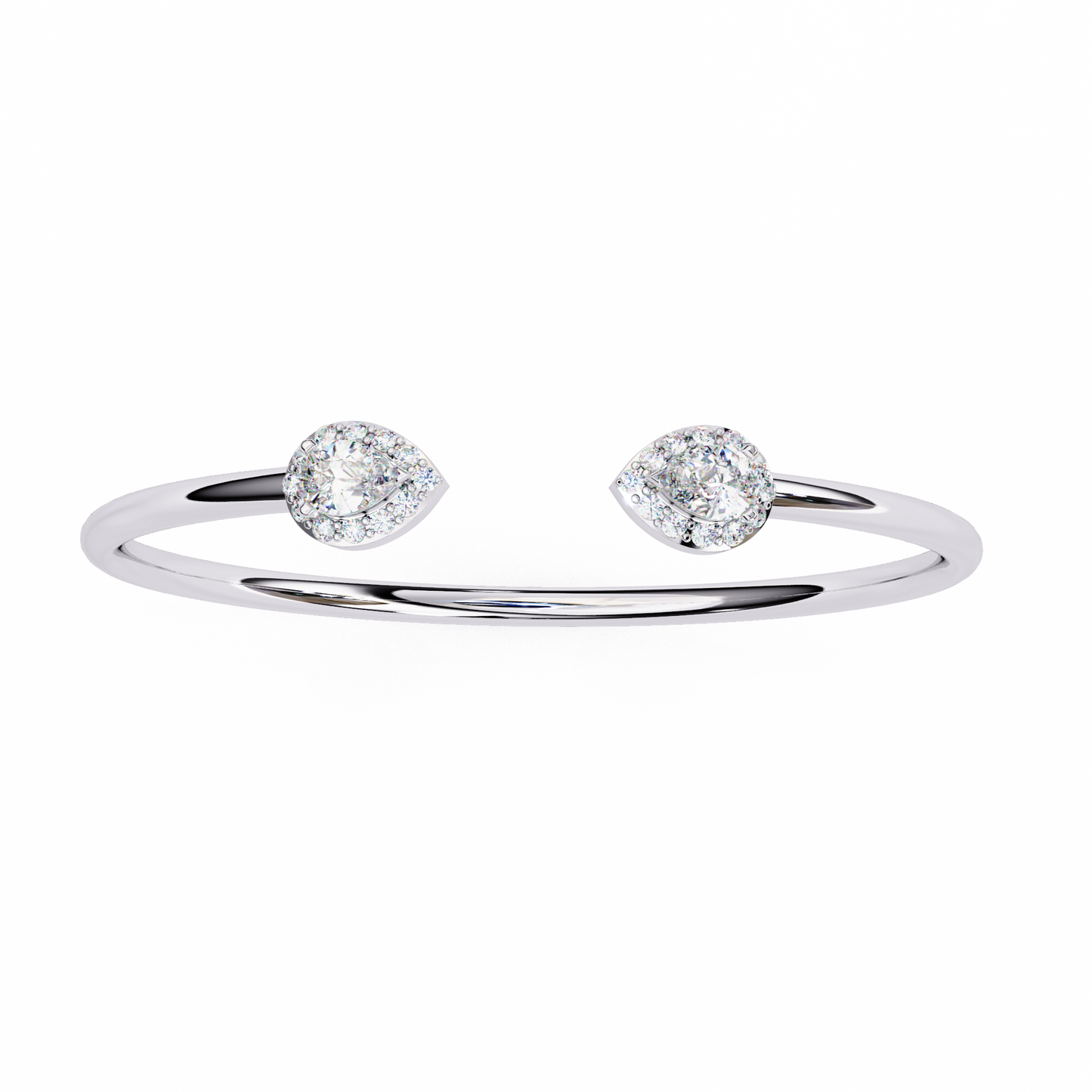 Open Diamond Bangle with Pear and Round Accents