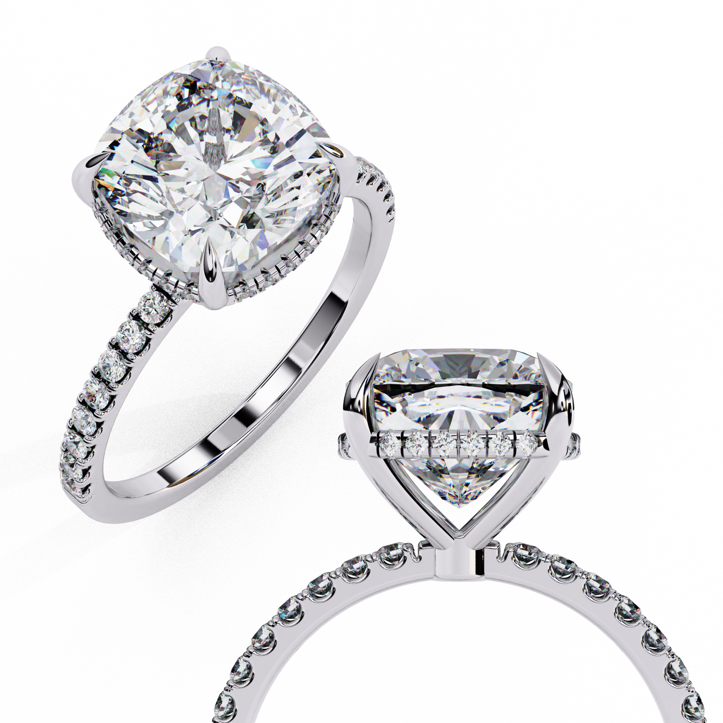 Vertex Charm – Cushion & Round Lab Diamond Double Halo Ring