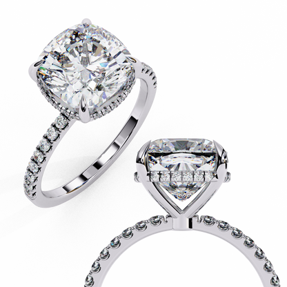 Vertex Charm – Cushion & Round Lab Diamond Double Halo Ring