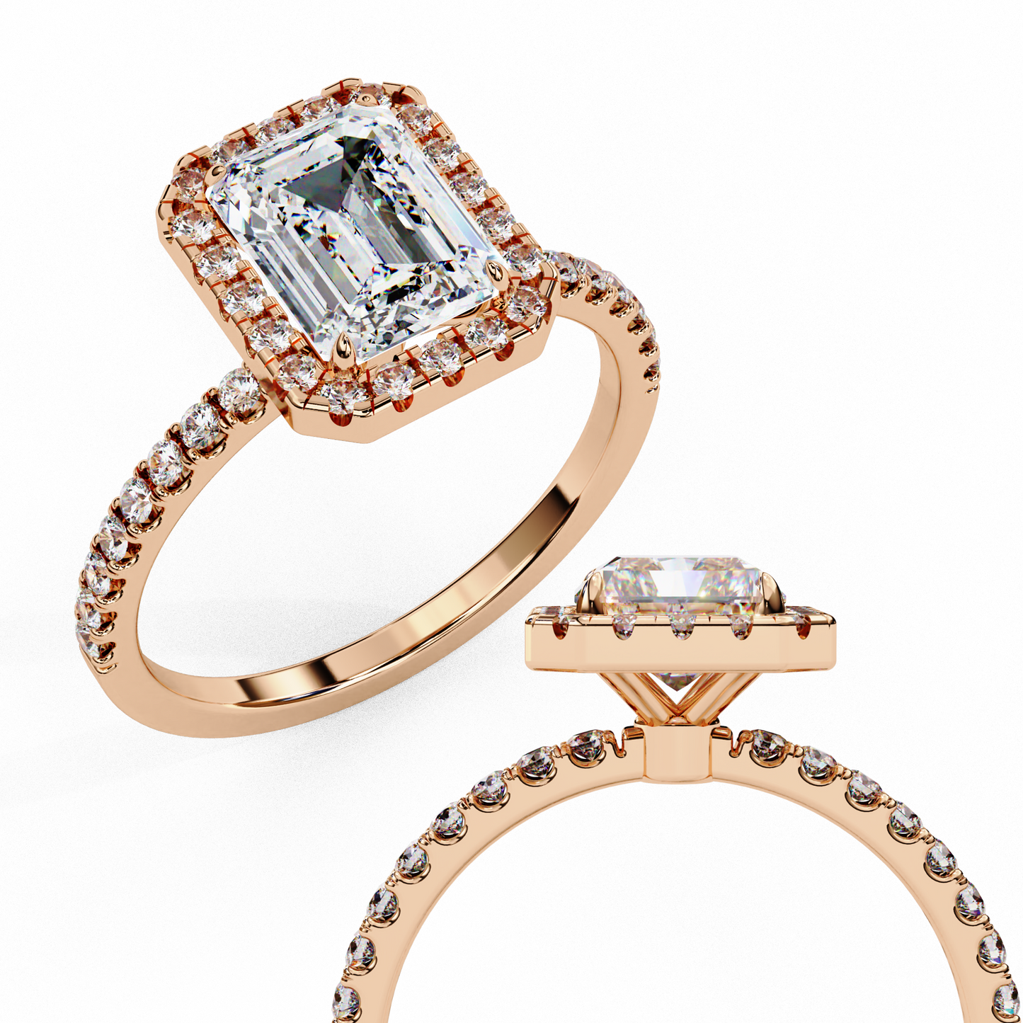 Imperial Emerald – Emerald Cut Lab Diamond Statement Ring in 14K Gold