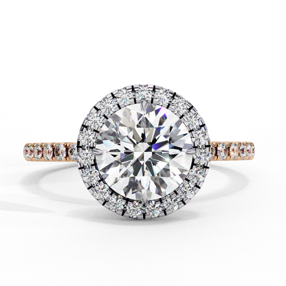 Crown line – Round Lab Diamond Ring in 14K Gold