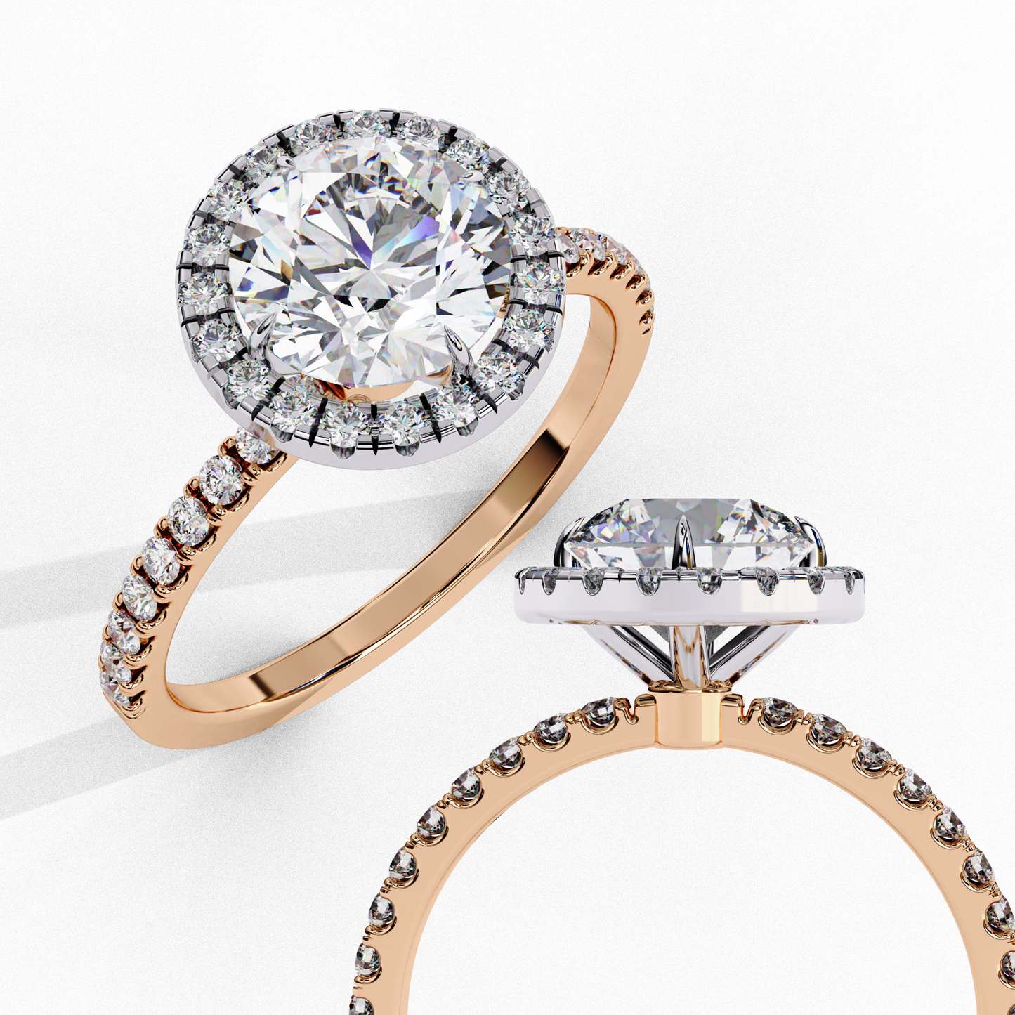 Crown line – Round Lab Diamond Ring in 14K Gold