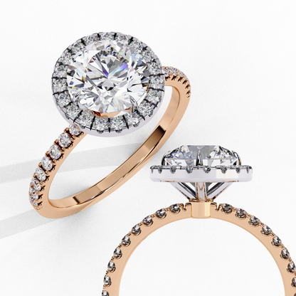 Crown line – Round Lab Diamond Ring in 14K Gold