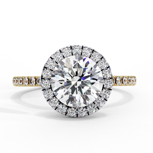 Crown line – Round Lab Diamond Ring in 14K Gold