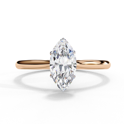 Marquise Ray – Marquise Lab Diamond Bezel Ring in 14K Gold