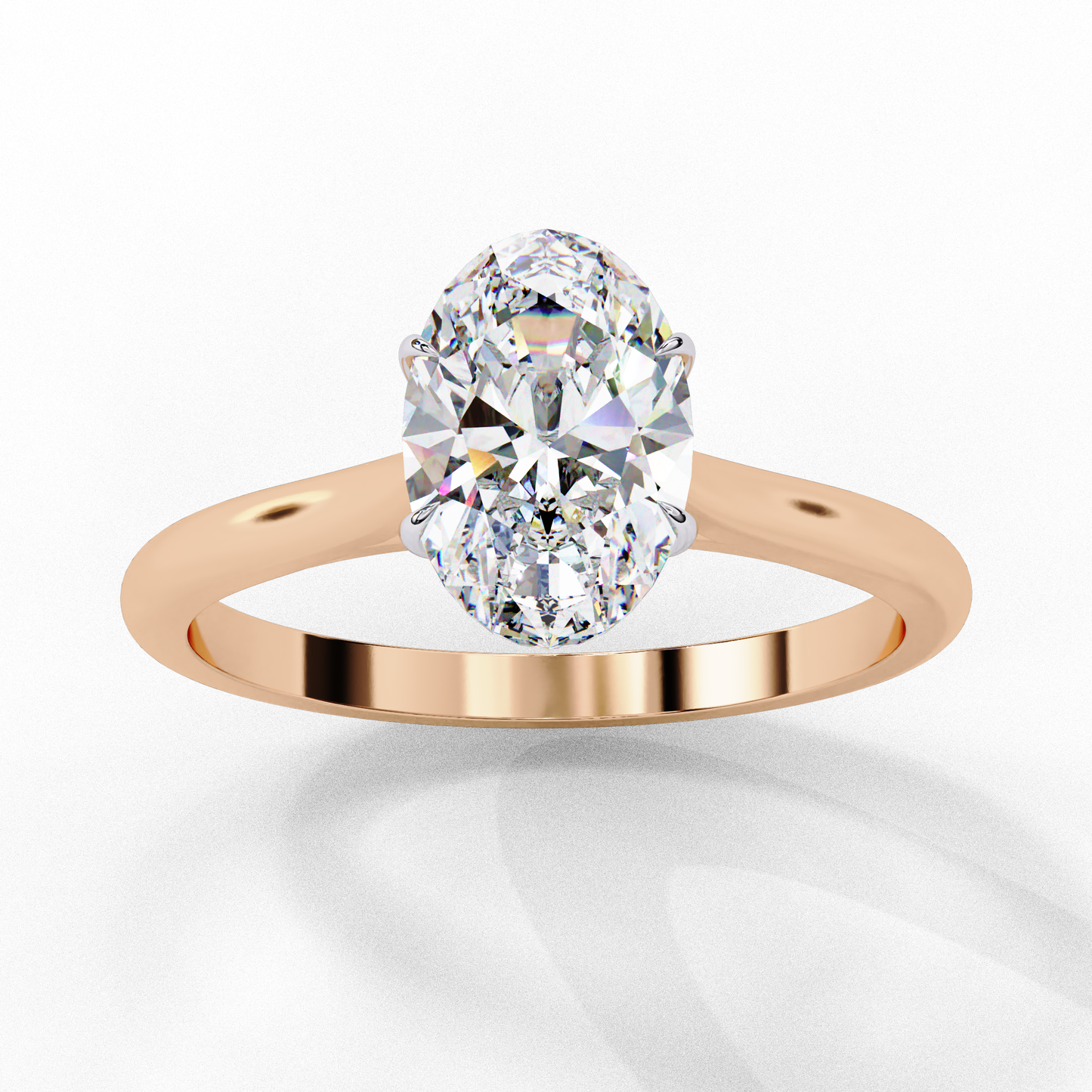 Oval Axis – Oval Lab Diamond Solitaire Ring in 14K Gold