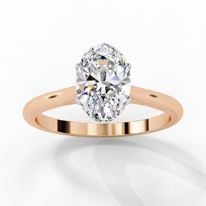 Oval Axis – Oval Lab Diamond Solitaire Ring in 14K Gold