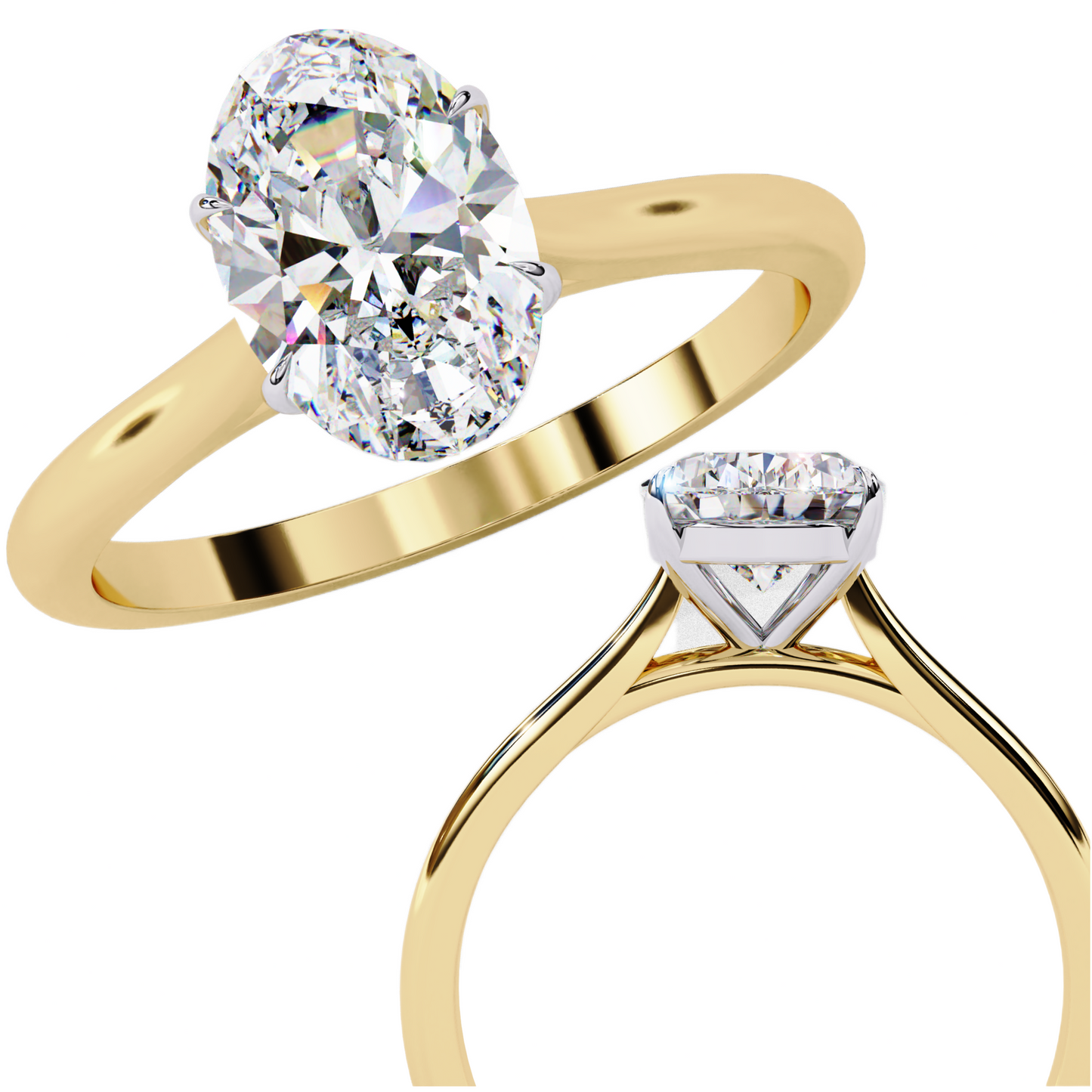 Oval Axis – Oval Lab Diamond Solitaire Ring in 14K Gold
