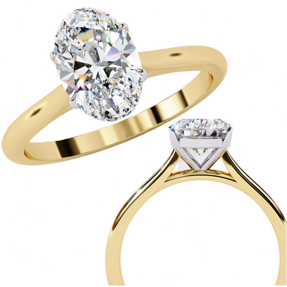 Oval Axis – Oval Lab Diamond Solitaire Ring in 14K Gold