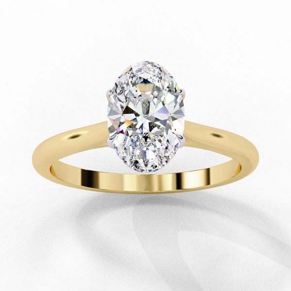 Oval Axis – Oval Diamond Solitaire Ring in 14K Gold
