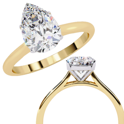 Pearlit – Pear Cut Lab Diamond Solitaire Ring in 14K Gold