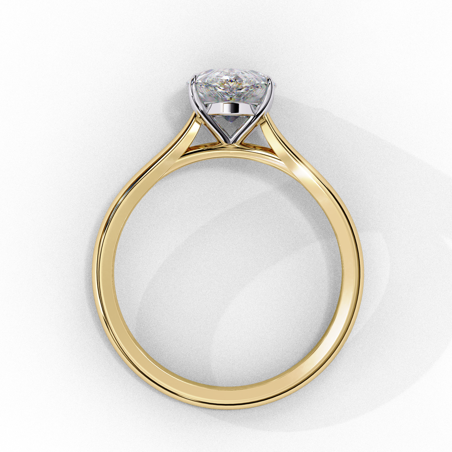 Pearlit – Pear Cut Lab Diamond Solitaire Ring in 14K Gold