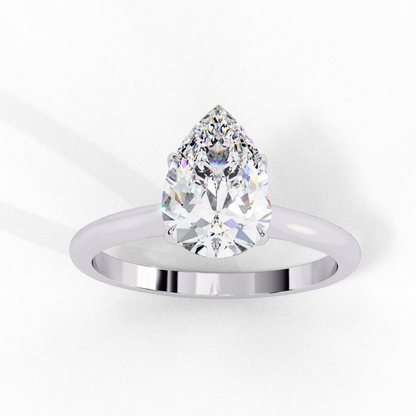 Pearlit – Pear Cut Lab Diamond Solitaire Ring in 14K Gold