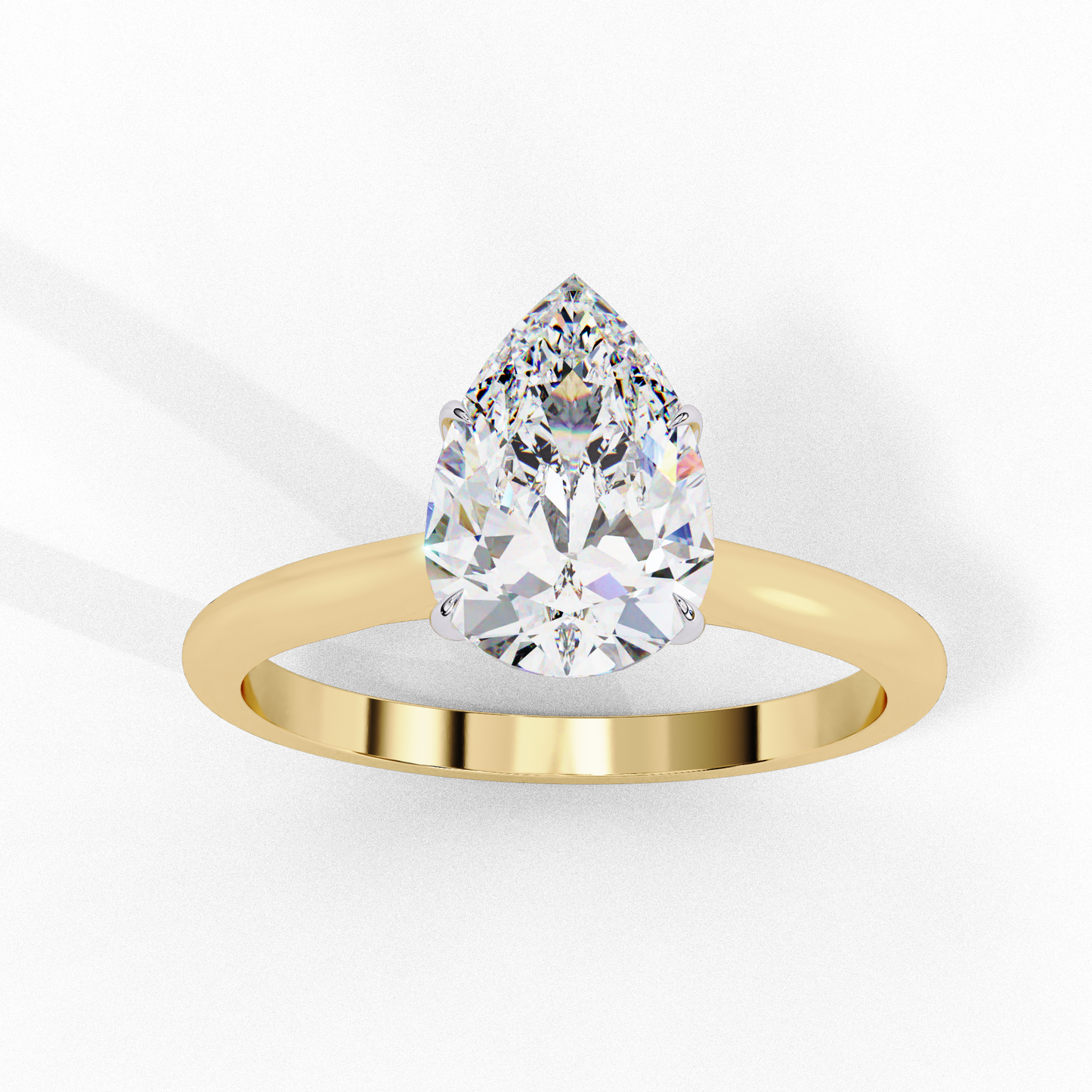 Pearlit – Pear Cut Lab Diamond Solitaire Ring in 14K Gold