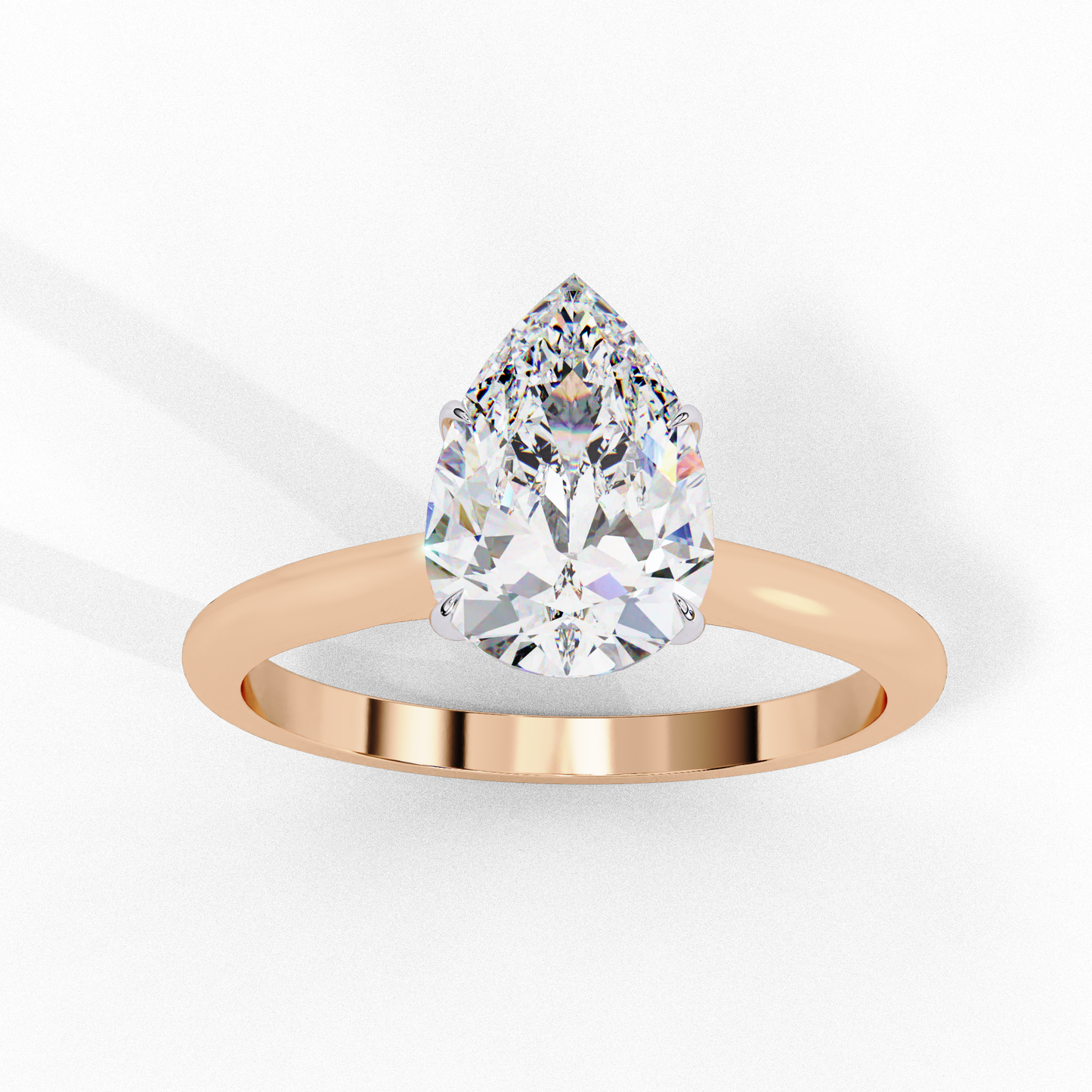 Pearlit – Pear Cut Lab Diamond Solitaire Ring in 14K Gold
