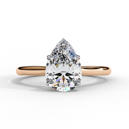 Pearlit – Pear Cut Lab Diamond Solitaire Ring in 14K Gold