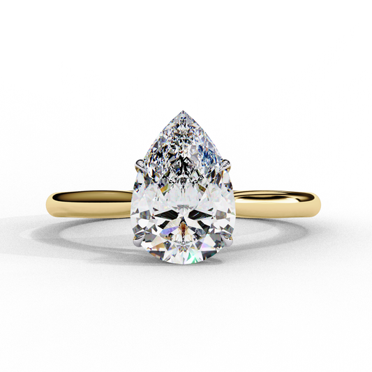 Pearlit – Pear Cut Lab Diamond Solitaire Ring in 14K Gold