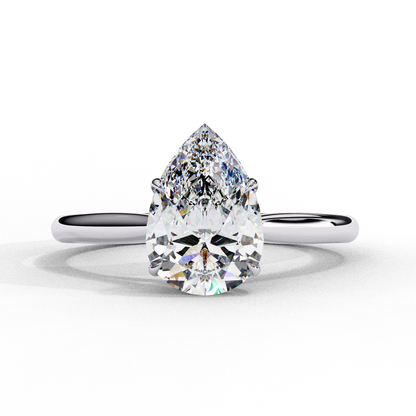 Pearlit – Pear Cut Lab Diamond Solitaire Ring in 14K Gold