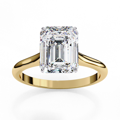 Verdant Shank – Emerald Lab Diamond Elevated Solitaire Ring in 14K Gold