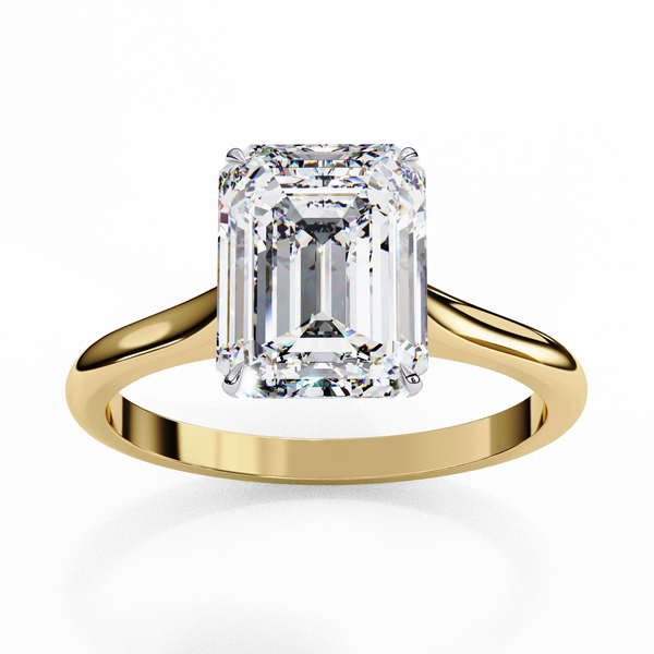 Verdant Shank – Emerald Diamond Elevated Solitaire Ring in 14K Gold