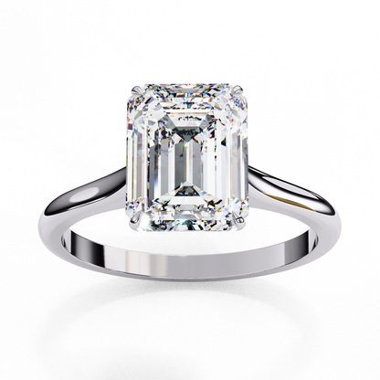 Verdant Shank – Emerald Lab Diamond Elevated Solitaire Ring in 14K Gold