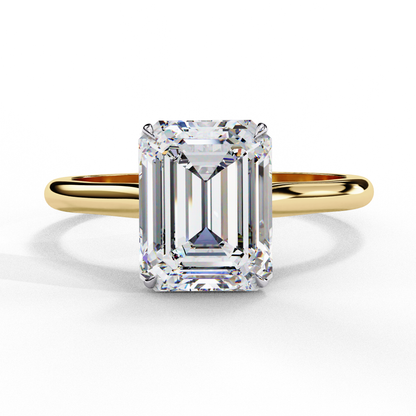 Verdant Shank – Emerald Lab Diamond Elevated Solitaire Ring in 14K Gold