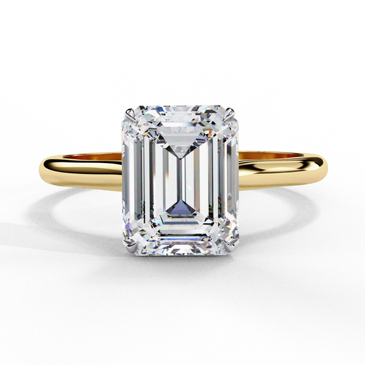 Verdant Shank – Emerald Lab Diamond Elevated Solitaire Ring in 14K Gold