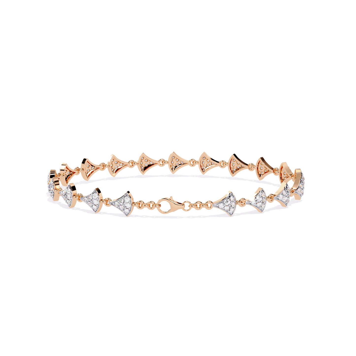 Crown Crest – Lab Diamond Chevron Bracelet in 14K Gold