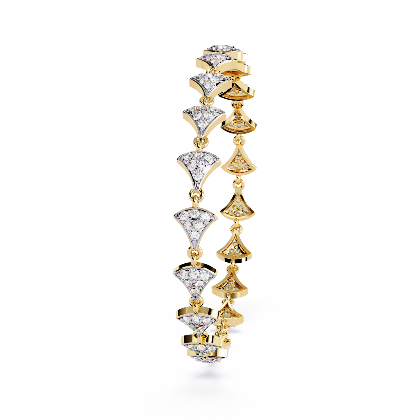 Crown Crest – Lab Diamond Chevron Bracelet in 14K Gold