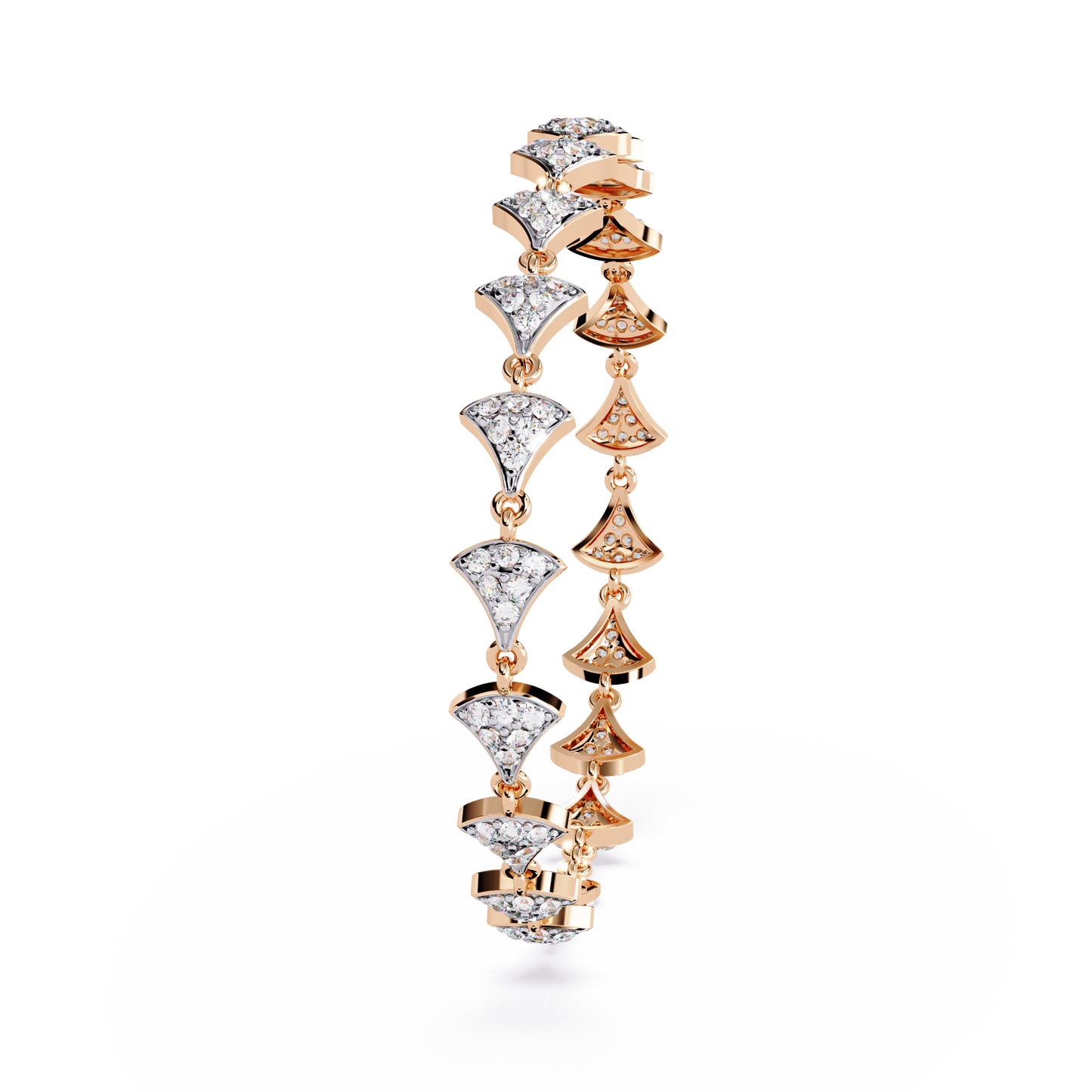 Crown Crest – Lab Diamond Chevron Bracelet in 14K Gold