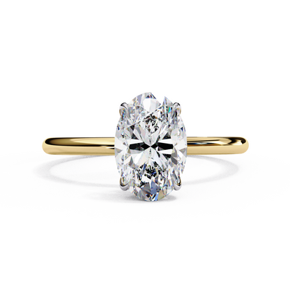 Oval Poise – Lab Diamond Solitaire Ring with Slim Shank in 14K Gold