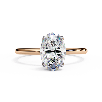 Oval Poise – Lab Diamond Solitaire Ring with Slim Shank in 14K Gold