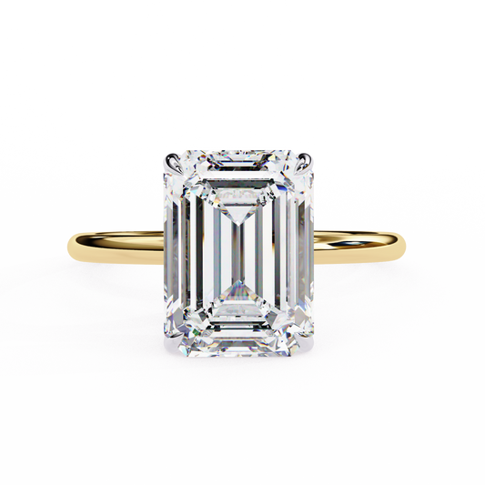 Emerald Ascent – Lab Diamond Solitaire Ring with Elevated Setting in 14K Gold