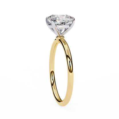 Cushion Rise – Lab Diamond Solitaire Ring in 14K Gold