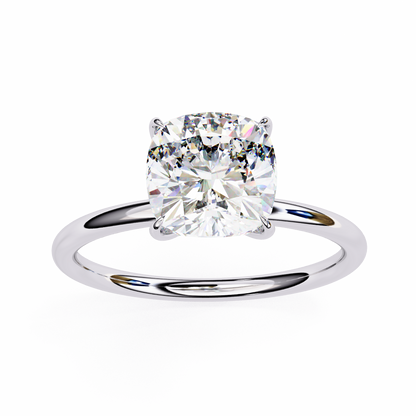 Cushion Rise – Lab Diamond Solitaire Ring in 14K Gold
