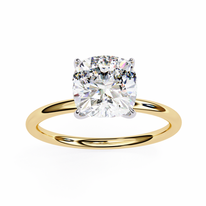 Cushion Rise – Lab Diamond Solitaire Ring in 14K Gold